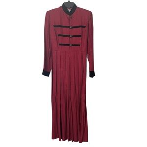 Vintage Jessica Howard Black and Red Checkered Gingham Pleated Long Dress Size 4